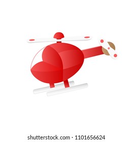 Red Helicopter isolated on white background, vector illustration. Esp10