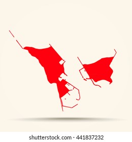 Red Heligoland Map Illustration



