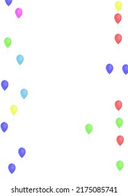 Red Helium Background White Vector. Balloon Festival Background. Yellow Present. Pink Toy. Air Light Set.