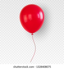 Red helium balloon. Birthday baloon flying for party.