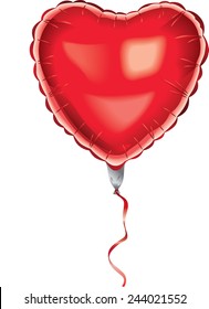 Red helium balloon heart shaped. Vector illustration