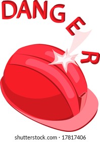 red helmet danger vector illustration