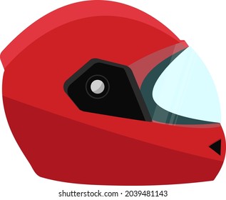 Red helmet, illustration, vector on white background.