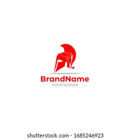 Red Helmet Viking Logo Design Vector