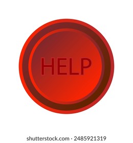 Red help button on metal. Vector illustration