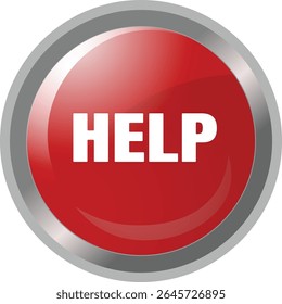 Vetor de Botão Vermelho de Ajuda isolado	
