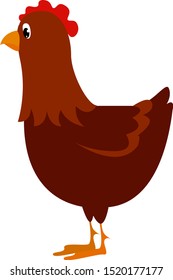 Red hen, illustration, vector on white background.
