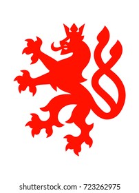 Red heraldry lion with two tails vector