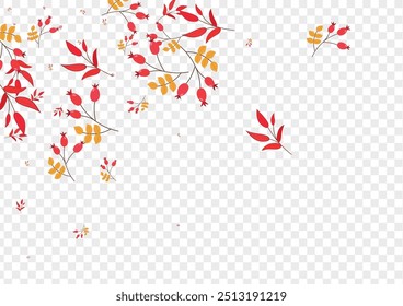 Red Herb Background Transparent Vector. Leaf Vibrant Frame. Green Foliage Symbol. October Template. Leaves Dry.