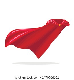 Red hero cape. Realistic fabric scarlet cloak or magic vampire cover. Vector set isolated on transparent background. Carnival clothes, decorative costume for superhero, vampire, cape for illusionist.