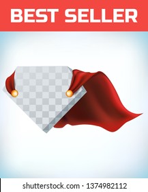 Red hero cape. Super cloak. Red satin fabric flying. Masquerade costume. Female super power. Equality woman. Woman power. Power concept. Leadership sign. Superhero symbol. Manager leader.