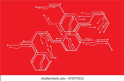 red hexagon abstract cyber future technology concept background, illustration, circuit board, binary code