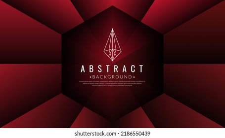 Red hexagon background. 3D dark red gradient pentagon wallpaper. Vector illustration.