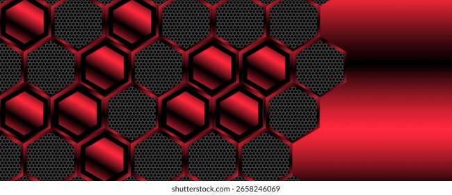 Fondo geométrico del hexágono rojo, Fondo de pantalla mínimo del patrón del panal, ilustración 3d.