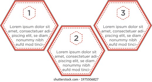 Red Hexagon Infographic 3 Elements