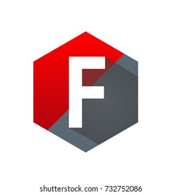Red Hexagon Initial F Logo Vector