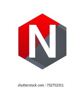 Red Hexagon Initial N Logo Vector