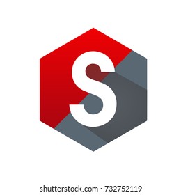 Red Hexagon Initial S Logo Vector