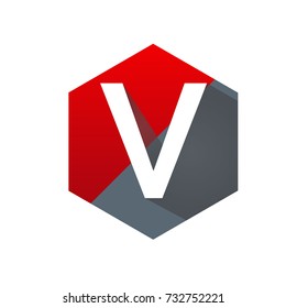 Red Hexagon Initial V Logo Vector