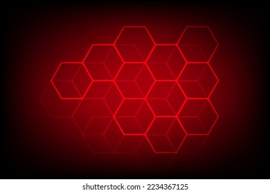 hexágono rojo sobre fondo negro, luz roja, fondo, negro, tecno