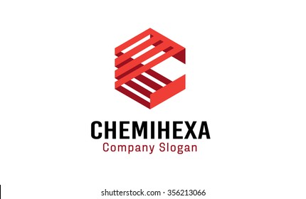 Red Hexagon Polygon Box Logo Symbol Vector Design Illustration
