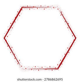 Red Hexagon And Sparkling Stars Border Frame