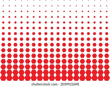 Red hexagon vector halftone for Patterning, dotting, texturing, palletizing and templating 