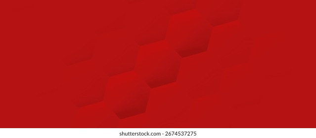 Red hexagonal background. Abstract hi-tech background with honeycomb elements. Modern trendy design in vector illustration
