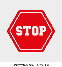 red hexagonal prohibitory sign, traffic stop symbol, vector image