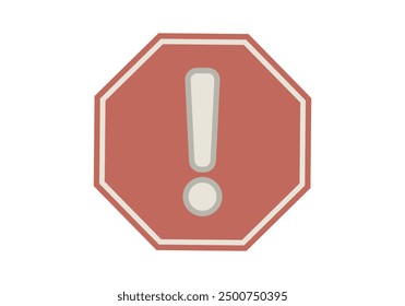 Señal de advertencia hexagonal roja con signo de exclamación
