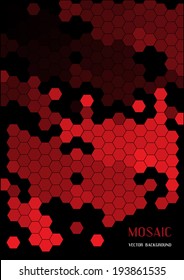 red hexagons mosaic background