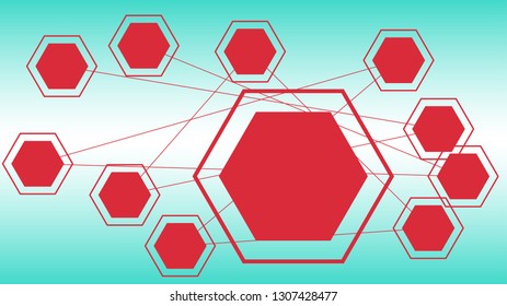 Red hexagons shapes layout template for science technology background