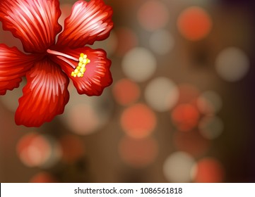 Red Hibiscus at the Corner Template illustration