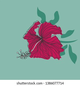 red hibiscus flower invitation card