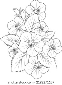 Red hibiscus Flower Isolated White Background  Vector illustration easy sketch hand drawn zentangle clip art whit background coloring page for adult 