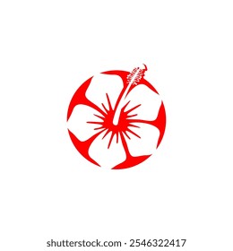 Red hibiscus flower logo in the cycle 