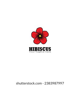 Red hibiscus flower logo vector graphics