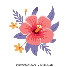 Red Hibiscus Flower vector illustration