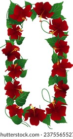 Ilustración de hibiscos rojos en el marco