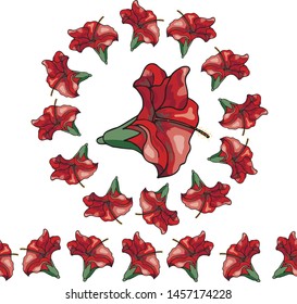 red hibiscus seamless brush and tangle