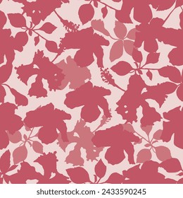 Roter Hibiskus Silhoutte florales nahtloses Muster Stoff, Wandhintergrund und Wickelpapier