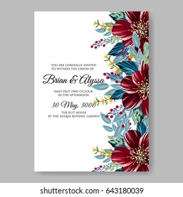 Red Hibiscus Tropical Flower Wedding Invitation