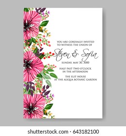 Red Hibiscus Tropical Flower Wedding Invitation