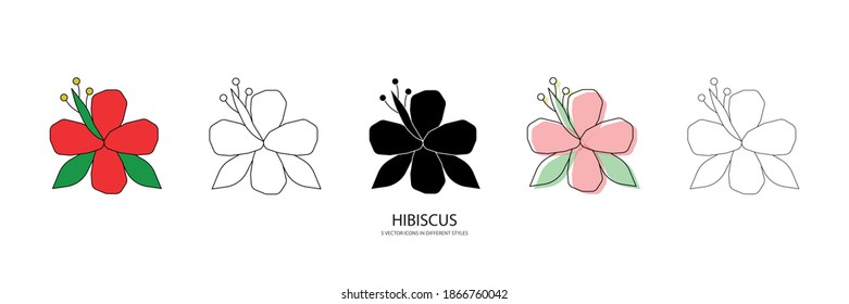 red hibiscus vector type icon