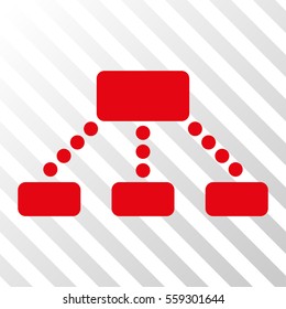 Red Hierarchy interface icon. Vector pictogram style is a flat symbol on diagonal hatch transparent background.