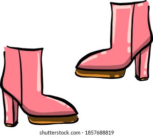 Red high boots, illustration, vector on white background