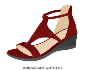 Red high heel sandal. vector illustration