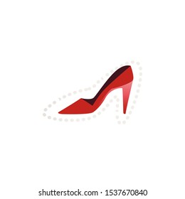 Red high heel shoe isolated on white background - female fashion footwear drawing. Elegant foot accessory icon - elegant luxury stiletto vector illustration