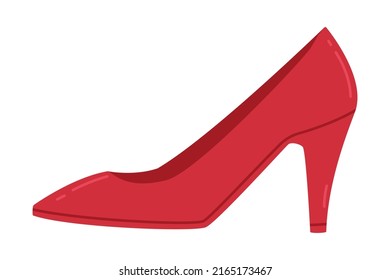 Red High Heel Shoe with Straps as Casual Footwear Vector Illustration