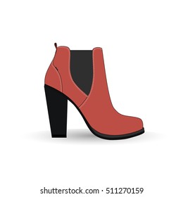 Red high heel shoe. Vector